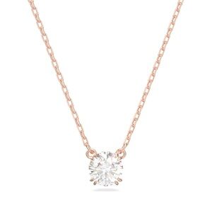 Swarovski Stilla Pendant, Round Cut White Crystal, Rose Gold Tone Plated…